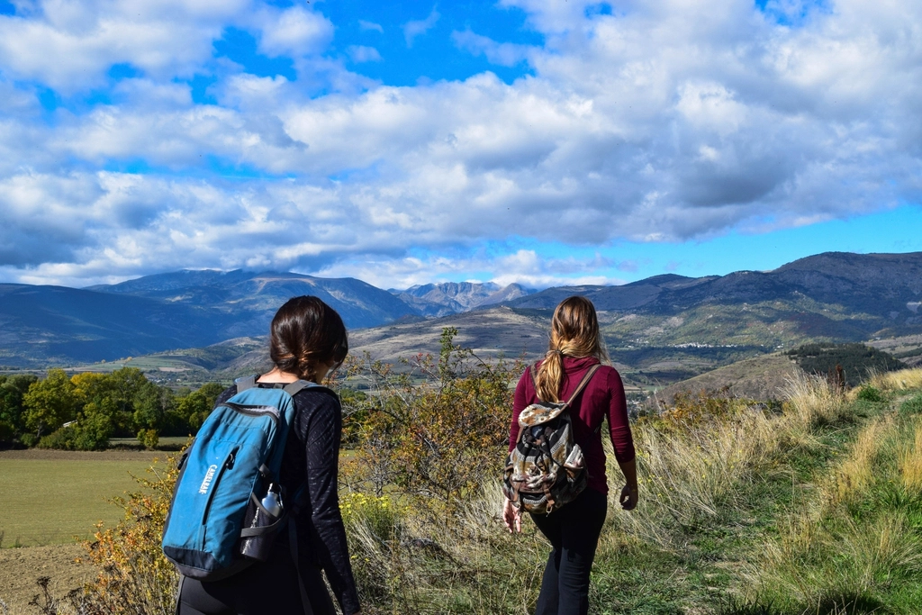 Free people hiking mountain image